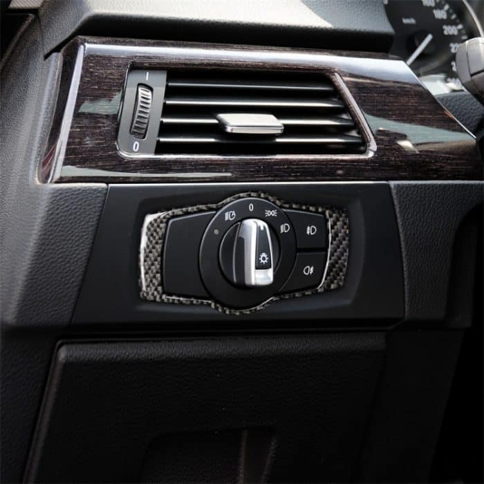 Carbon Fiber Autoscheinwerferschalter Dekorativer Aufkleber für BMW E90 / E92 / E93 2005-2012 – Bild 6