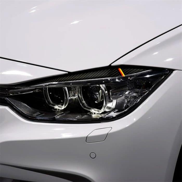 1 Paar gelb rote Farbe Kohlefaser Autolampe Augenbrauen dekorative Aufkleber für BMW F30 2013-2015 – Bild 7