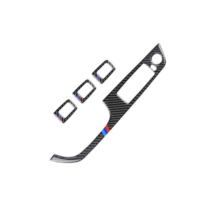 4 PCS Dreifarbiges Kohlefaserauto links Fahrlift Verkleidungsaufkleber ohne Falten für BMW E90 / 320i / 325i, Durchmesser: 35,8 cm – Bild 2