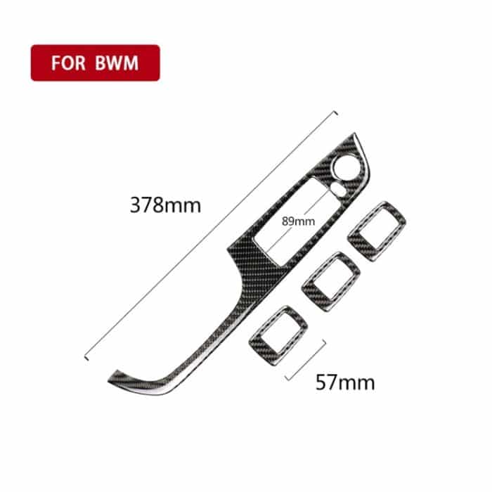 4 PCS Kohlefaser Auto links Fahrlift Verkleidung Aufkleber ohne Falten für BMW E90 / 320i / 325i, Durchmesser: 37,8 cm – Bild 4