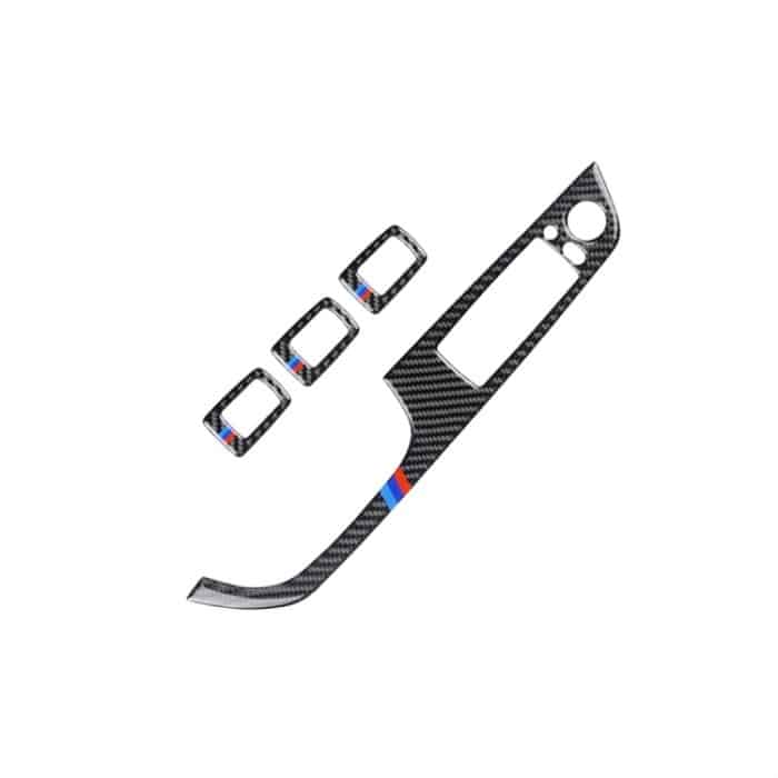 4 PCS Dreifarbiges Kohlefaserauto links Fahrlift Verkleidungsaufkleber mit Klapp für BMW E90 / 320i / 325i, Durchmesser: 37,8 cm – Bild 2