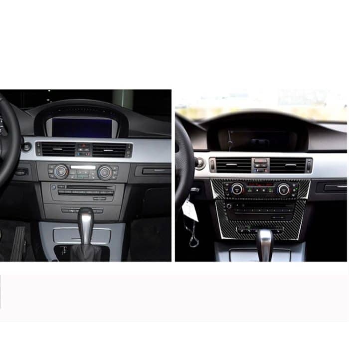 Carbonfaser Auto Central Control CD Panel Dekorativer Aufkleber für BMW E90 / E92 2005-2012, High Edition mit Loch – Bild 6