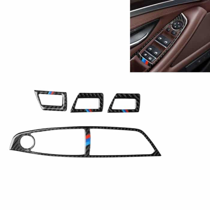 CRP8206A.jpg Dreifarbiger dekorativer Aufkleber aus Karbonfaser für das linke Fahr-Hebepaneel für den BMW 5er F10 2011–2018, Left Driving Lifting Panel(Three Color), Left Driving Lifting Panel – Bild 1