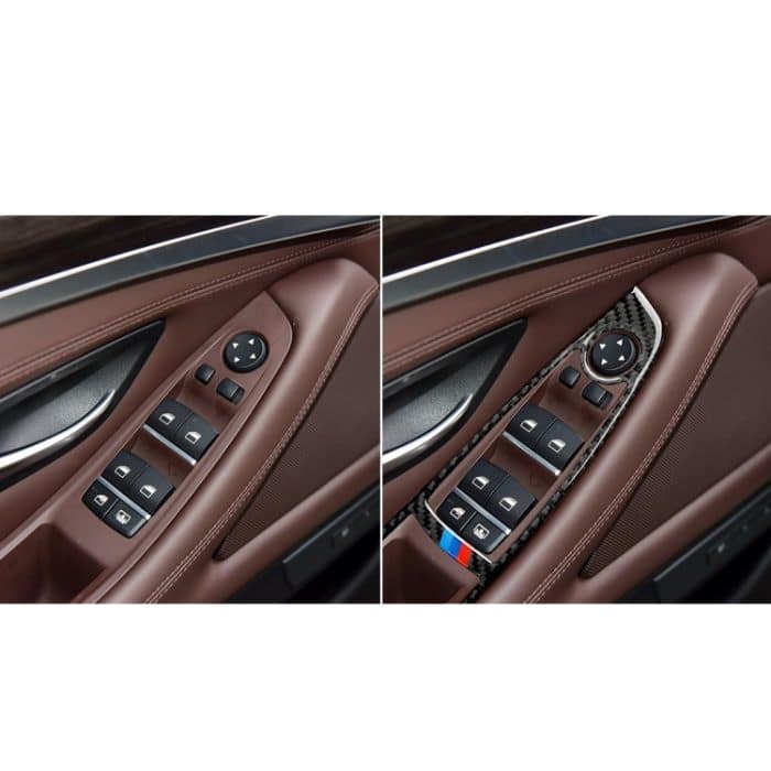 Dreifarbiger dekorativer Aufkleber aus Karbonfaser für das linke Fahr-Hebepaneel für den BMW 5er F10 2011–2018, Left Driving Lifting Panel(Three Color), Left Driving Lifting Panel – Bild 5