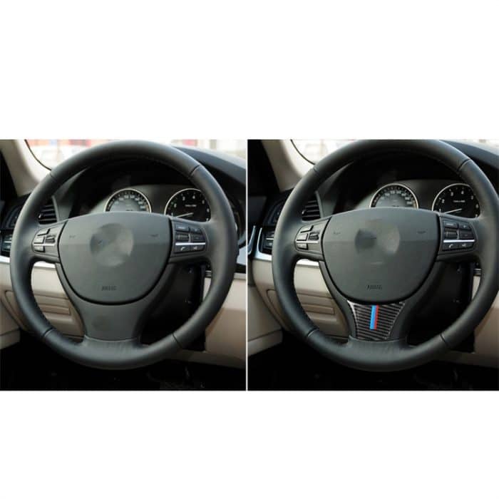 B Edition Dreifarbiger Kohlefaser-Autoaufkleber mit großem Lenkrad, dekorativer Aufkleber für BMW 5er F10 F18 2011–2017, Large Steering Wheel(Three Color), Large Steering Wheel(Yellow Red), Large Steering Wheel – Bild 5