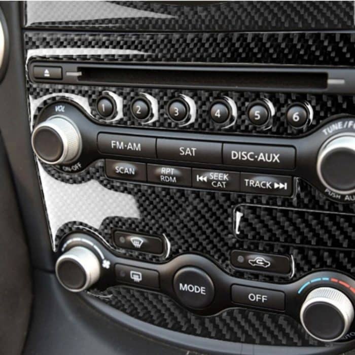 5 in 1 Auto Carbon Fiber Klimaanlage Einstellfeld Dekorativer Aufkleber für Nissan 370Z Z34 2009-, Links- und Rechtsantrieb Universal – Bild 5