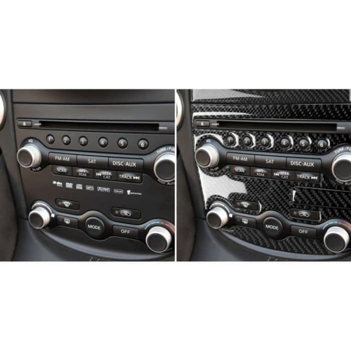 5 in 1 Auto Carbon Fiber Klimaanlage Einstellfeld Dekorativer Aufkleber für Nissan 370Z Z34 2009-, Links- und Rechtsantrieb Universal – Bild 6