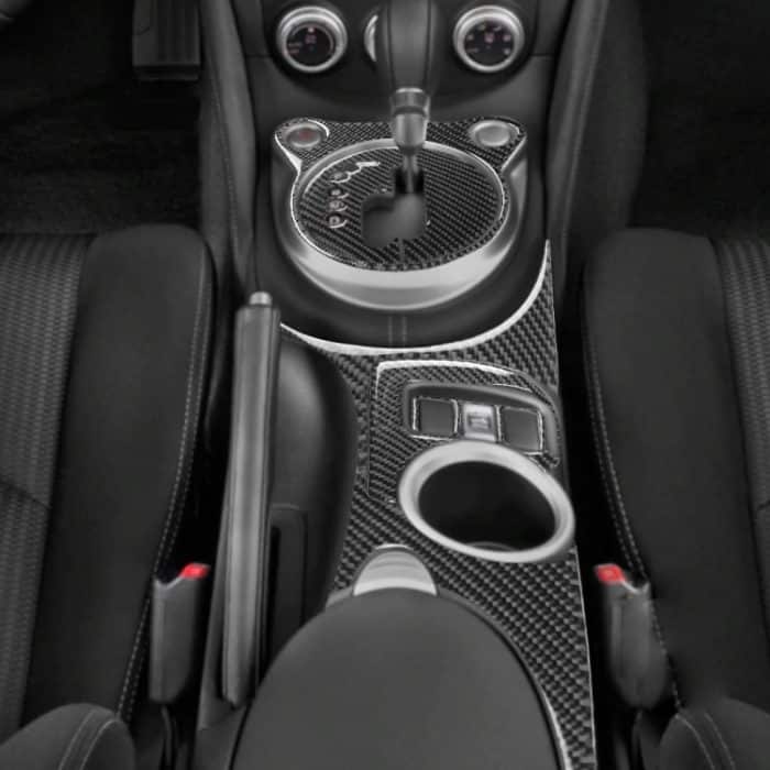 5 in 1 Auto Kohlefaser Getriebe Position Cup Holder Panel dekorative Aufkleber für Nissan 370Z Z34 2009-, Linksantrieb – Bild 5