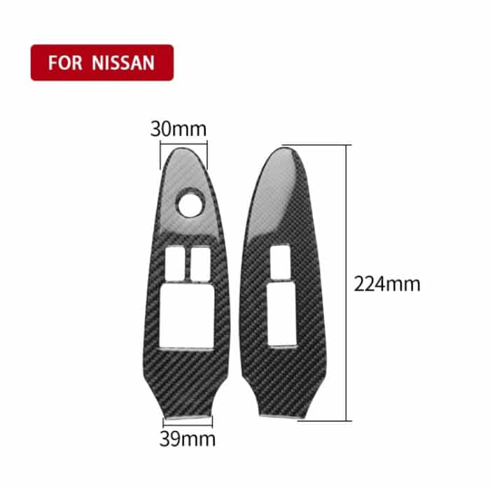 2 PCS Car Carbon Fiber Window Lift Panel Dekorativer Aufkleber für Nissan 370Z Z34 2009-, Linksantrieb niedrig konfiguriert – Bild 2