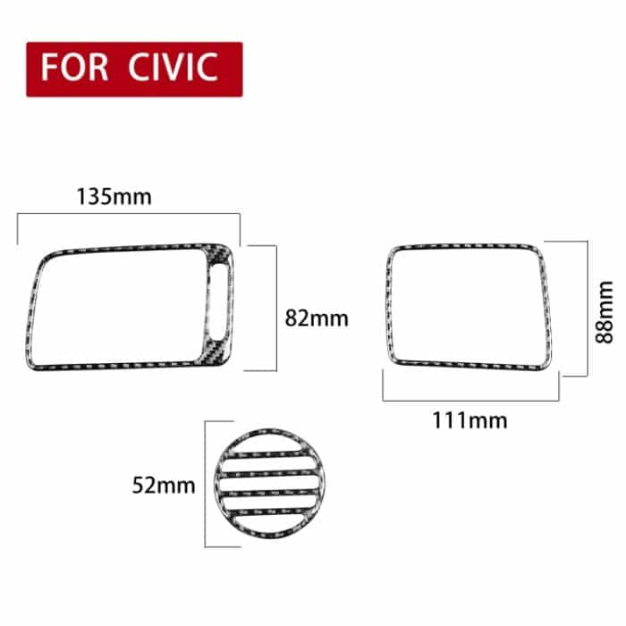 3 in 1 Autokohle-Kohlenstofffaser-Front-Passagiersitz-Luftauslass dekorativer Aufkleber für Honda Civic 8. Generation 2006-2011, Rechtsfahrt – Bild 2