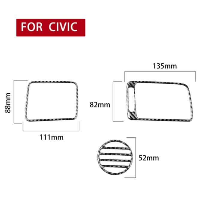 3 in 1 Autokohle-Kohlenstofffaser-Front-Beifahrersitz-Luftauslass dekorativer Aufkleber für Honda Civic 8. Generation 2006-2011, linke Fahrt – Bild 2