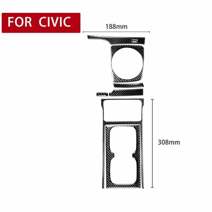 7 in 1 Autokohle-Kohlenstofffaser-Handwerkzeug + Wasser-Tasse-Halter dekorativer Aufkleber für Honda Civic 8. Generation 2006-2011, linke Fahrt – Bild 2