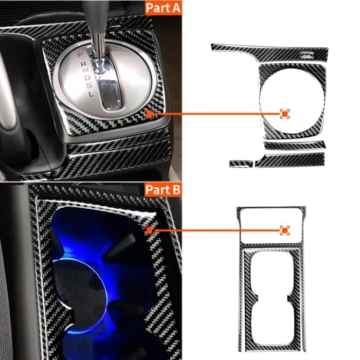 7 in 1 Autokohle-Kohlenstofffaser-Handwerkzeug + Wasser-Tasse-Halter dekorativer Aufkleber für Honda Civic 8. Generation 2006-2011, linke Fahrt – Bild 6