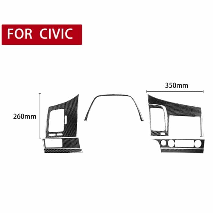 7 in 1 Auto Kohlefaserinstrument-Panel-Set dekorativer Aufkleber für Honda Civic 8. Generation 2006-2011, linke Fahrt – Bild 2