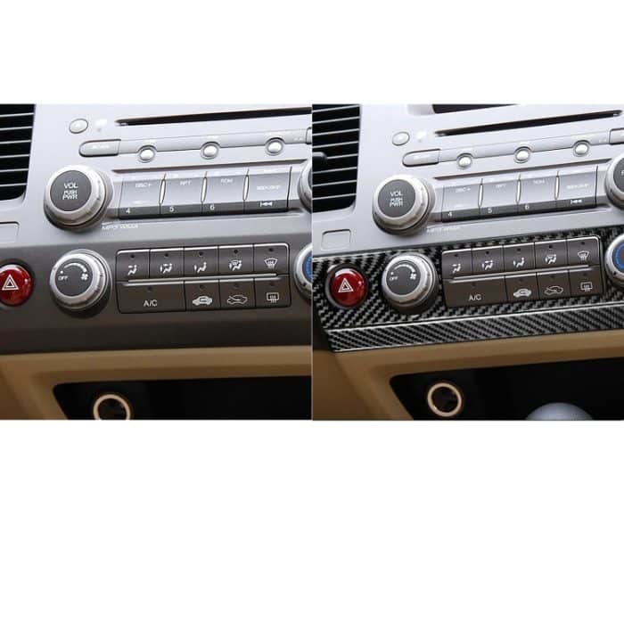 2 in 1 Auto Kohlefaserklimaanlage Button Panel dekorativer Aufkleber für Honda Civic 8. Generation 2006-2011, linke Fahrt – Bild 5