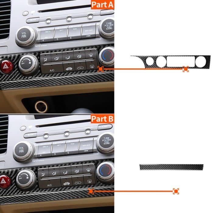 2 in 1 Auto Kohlefaserklimaanlage Button Panel dekorativer Aufkleber für Honda Civic 8. Generation 2006-2011, linke Fahrt – Bild 6