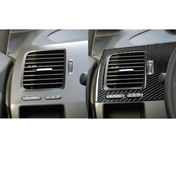 Auto Kohlenstofffaser-Fahrer-Sitz der linken Seitenluftauslassplatte dekorativer Aufkleber für Honda Civic 8. Generation 2006-2011, linke Fahrt – Bild 6