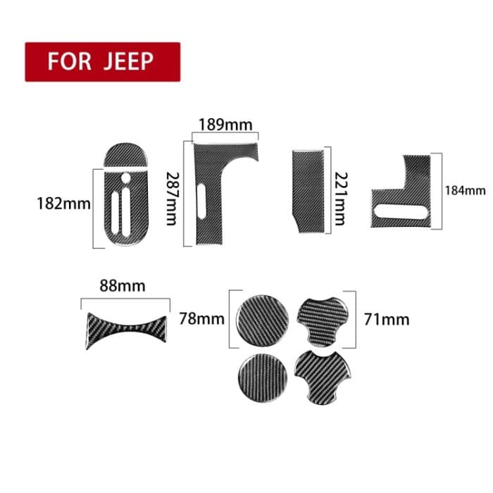 10 in 1 Autokohle-Kohlenstoff-Faser-Getriebe-Konsole Water Cup Halter dekorativer Aufkleber für Jeep Wrangler JK 2007-2010, linke Fahrt – Bild 2