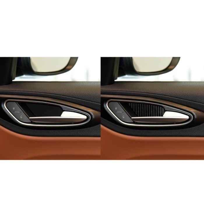 4 in 1 Autokohle-Kohlenstofffaser-Innentürschüssel dekorativer Aufkleber für Alfa Romeo Giulia 2017-2019, linke und rechte Antrieb universell – Bild 6