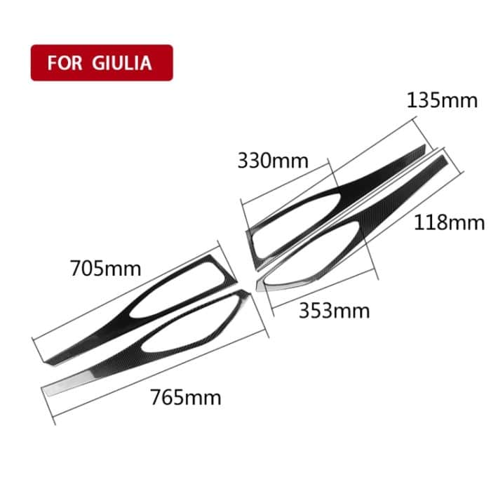 4 in 1 Auto Kohlenstofffasertür Dekorative Aufkleber für Alfa Romeo Giulia 2017-2019, linke und rechte Antrieb universell – Bild 2