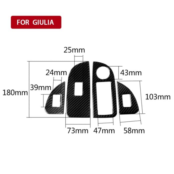 4 in 1 Auto Kohlenstofffaserfenster Button Panel Dekorativer Aufkleber für Alfa Romeo Giulia 2017-2019, Linke Fahrt – Bild 2