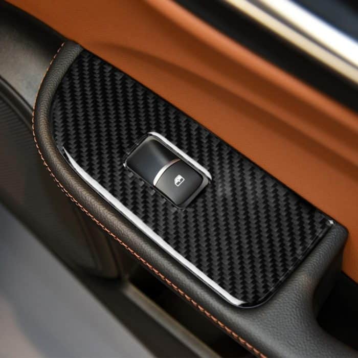 4 in 1 Auto Kohlenstofffaserfenster Button Panel Dekorativer Aufkleber für Alfa Romeo Giulia 2017-2019, Linke Fahrt – Bild 5