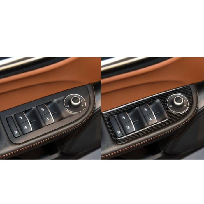 4 in 1 Auto Kohlenstofffaserfenster Button Panel Dekorativer Aufkleber für Alfa Romeo Giulia 2017-2019, Linke Fahrt – Bild 6