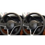 2 in 1 Autokohle-Kohlenstofffaser-Lenkradknopf-dekorativer Aufkleber für Alfa Romeo Giulia Stelvio 2017-2019, links und rechts fahren universell – Bild 6