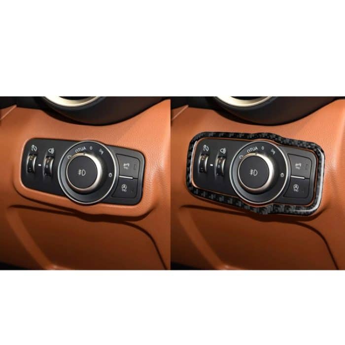 Car Carbon Fiber Scheinwerferschalter Panel Dekorativer Aufkleber für Alfa Romeo Giulia 2017-2019, Rechtsfahrt – Bild 6