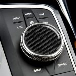 Auto Kohlefaser Multimedia-Knopf Dekorativer Aufkleber für BMW 3er G20 / G28 / 325LI / 330D / 335 2019-2020, linke und rechte Antrieb universell – Bild 5