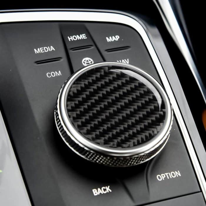 Auto Kohlefaser Multimedia-Knopf Dekorativer Aufkleber für BMW 3er G20 / G28 / 325LI / 330D / 335 2019-2020, linke und rechte Antrieb universell – Bild 5