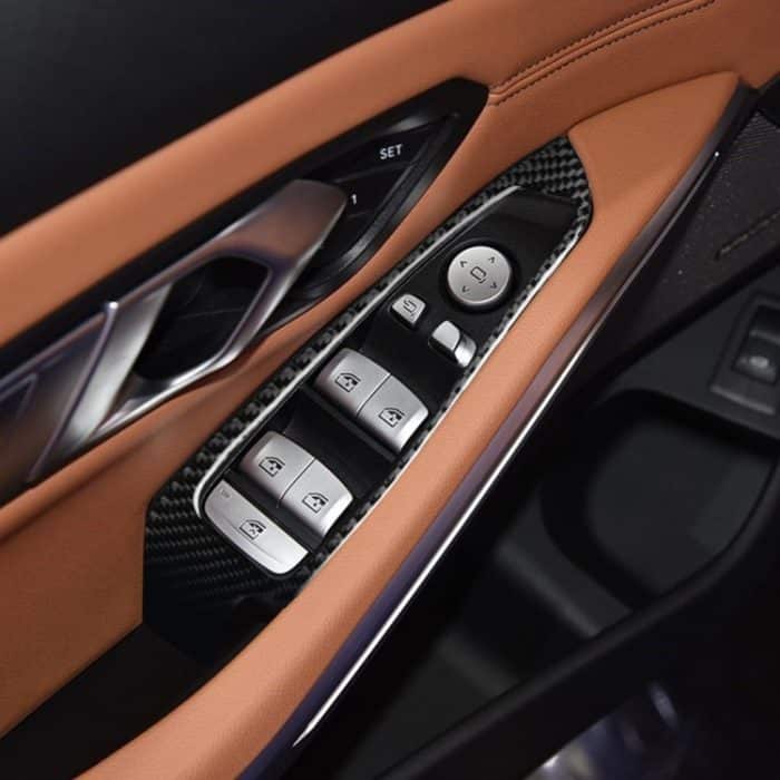 4 in 1 Auto Kohlenstofffaserfenster Glashaube Dekorative Aufkleber für BMW 3 Series G20 / G28 / 325LI / 330D / 335 2019-2020, linke und rechte Antrieb universell – Bild 5