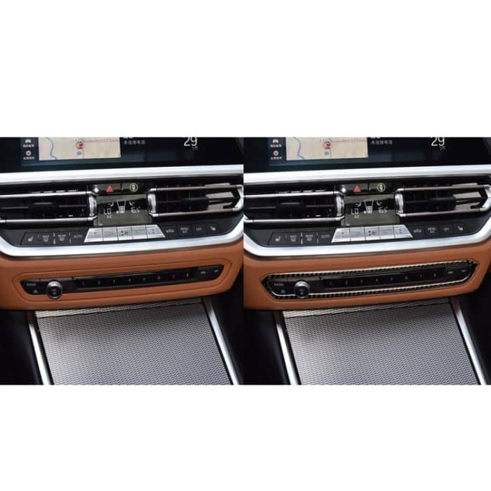 Kohlenstofffaser-CD-Button-Rahmen dekorativer Aufkleber für BMW 3-Serie G20 / G28 / 325LI / 330D / 335 2019-2020, linke und rechte Antrieb universell – Bild 6