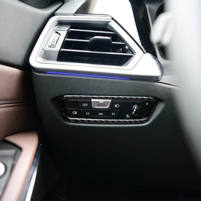 Auto Kohlenstofffaserscheinwerfer-Anpassungsrahmen dekorativer Aufkleber für BMW 3-Serie G20 / G28 / 325LI / 330D / 335 2019-2020, linke und rechte Antrieb universell – Bild 5