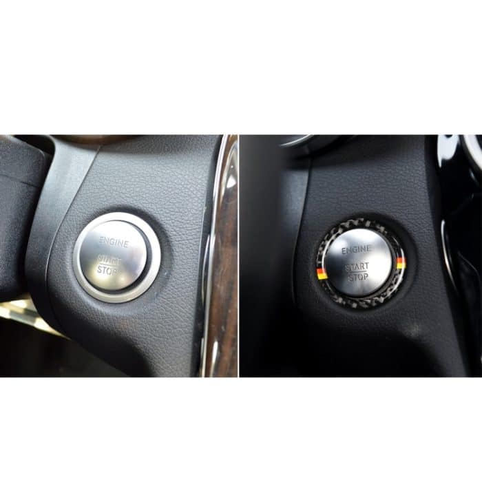 Auto Kohlefaser Deutsche Farbe Ein-Klick-Startring Dekorativer Aufkleber für Mercedes-Benz Links- und Rechtsantrieb Universal – Bild 5