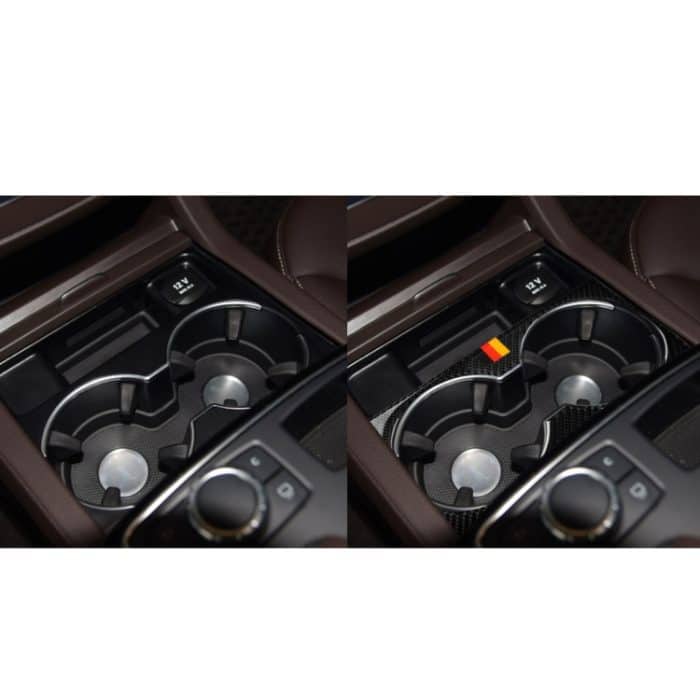 Auto Kohlefaser Deutsche Farbe Wasserbecherhalter Panel B Dekorativer Aufkleber für Mercedes-Benz GLE 2015-2017 / GLS 2016-2018 / ML 2012-2015 / GL 2013-2015, Links- und Rechtsantrieb Universal – Bild 5