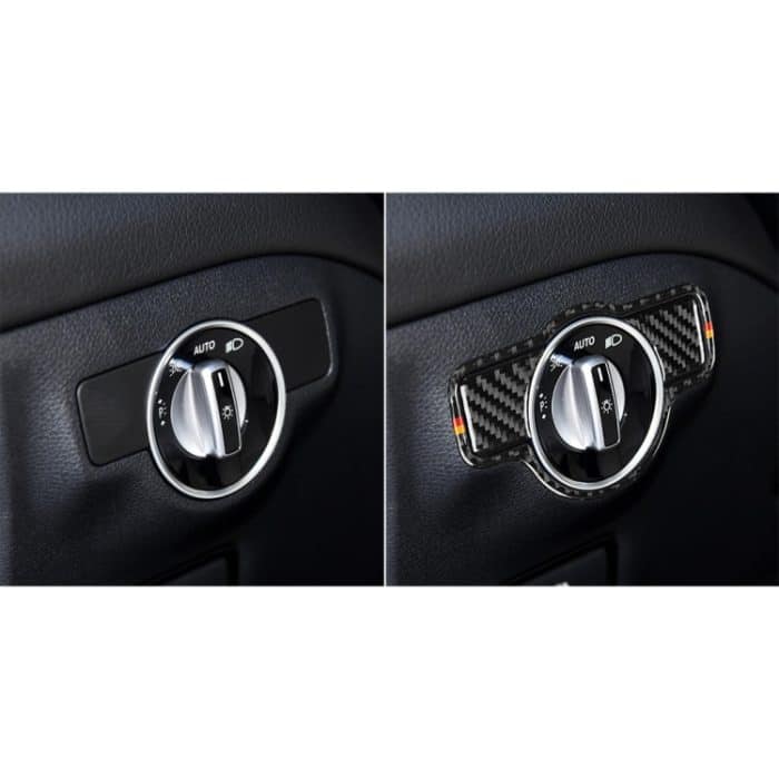 Auto Kohlefaser Deutscher Farbscheinwerferschalter B Dekorativer Aufkleber für Mercedes-Benz A 2013-2018 / B Klasse 2013-2018 / C Klasse 2007-2013, Linkslenker – Bild 5