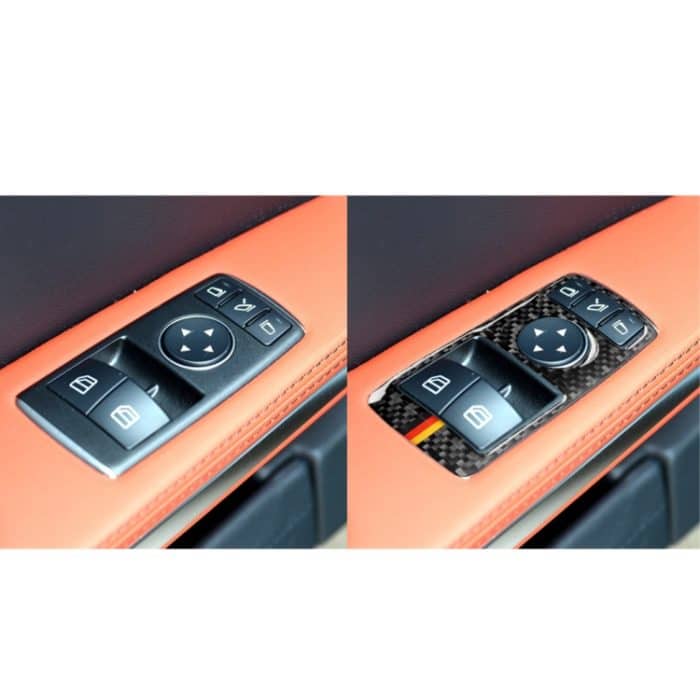 Auto Carbon Fiber German Color Window Lift Panel Dekorativer Aufkleber für Mercedes-Benz C Klasse 2010-2013 / E Klasse 2009-2015, Links- und Rechtsantrieb Universal – Bild 5