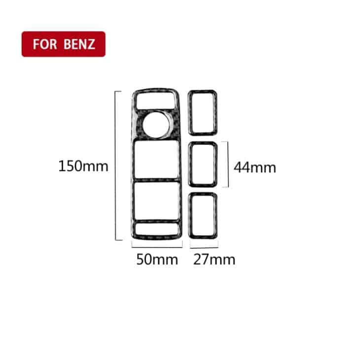 Auto Carbon Faser Einfarbig Fensterheber Panel dekorative Aufkleber für Mercedes-Benz GL 2013-2016 / ML 2012-2016 / CLA 2013-2018 / GLA 2014-2017 / GLE 2015-2018 / A Klasse 2013-2018 / B Klasse 2012-2018 / C Klasse 2007-2011 / E Klasse 2009-2016, Links- und Rechtsantrieb Universal – Bild 2