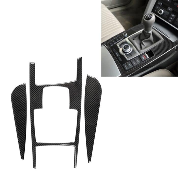 Auto Carbon Faser Schaltposition + Seitenwand dekorativer Aufkleber für Audi A6 2005-2011, Rechtsantrieb, hohe Konfiguration – Bild 1