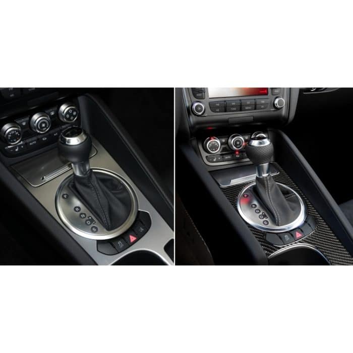 Auto Carbon Fiber Gear Shift Panel Dekorativer Aufkleber für Audi TT 8n 8J MK123 TTRS 2008-2014, Linksantrieb – Bild 7