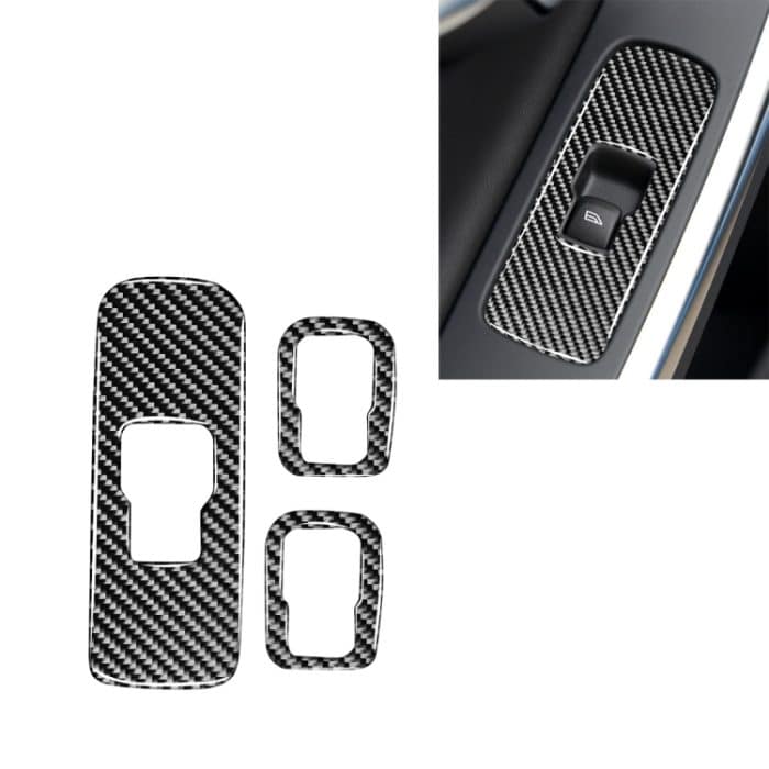CRP8957.jpg 3 PCS Car Carbon Fiber Window Lifting Button Dekorative Aufkleber für Volvo V60 2010-2017 / S60 2010-2018, Rechtslenker – Bild 1