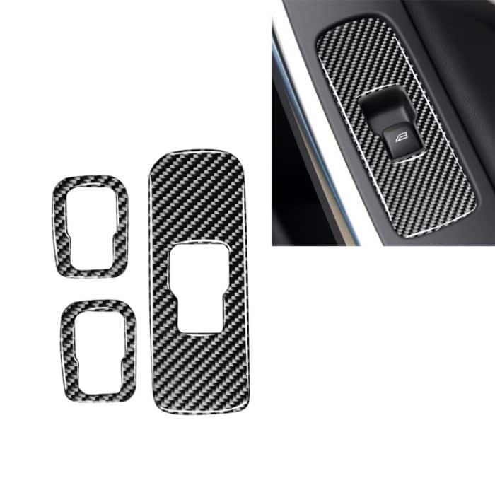 3 PCS Car Carbon Fiber Window Lifting Button Dekorative Aufkleber für Volvo V60 2010-2017 / S60 2010-2018, Linkslenker – Bild 1