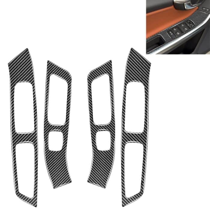 4 PCS Car Carbon Fiber Window Lifting Panel Dekorative Aufkleber für Volvo V60 2010-2017 / S60 2010-2018, Links- und Rechtsantrieb Universal – Bild 1