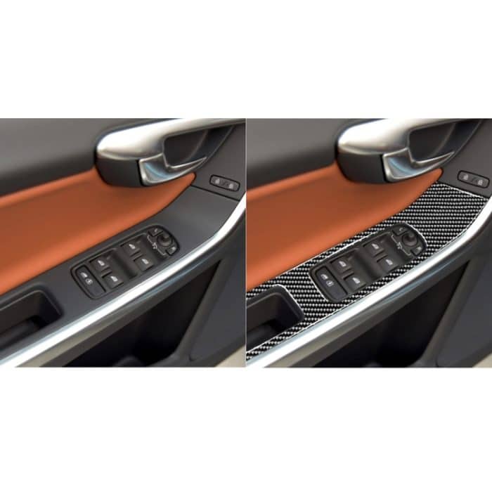 4 PCS Car Carbon Fiber Window Lifting Panel Dekorative Aufkleber für Volvo V60 2010-2017 / S60 2010-2018, Links- und Rechtsantrieb Universal – Bild 7