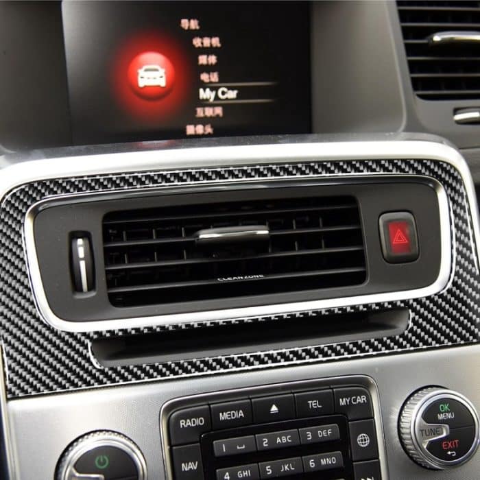 Auto Carbon Fiber Central Control Luftauslass Dekorative Aufkleber für Volvo V60 2010-2017 / S60 2010-2018, Links- und Rechtsantrieb Universal – Bild 6