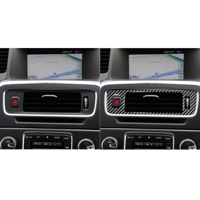 Car Carbon Fiber Central Control unter dem Luftauslass Dekorative Aufkleber für Volvo V60 2010-2017 / S60 2010-2018, Rechtsantrieb – Bild 7