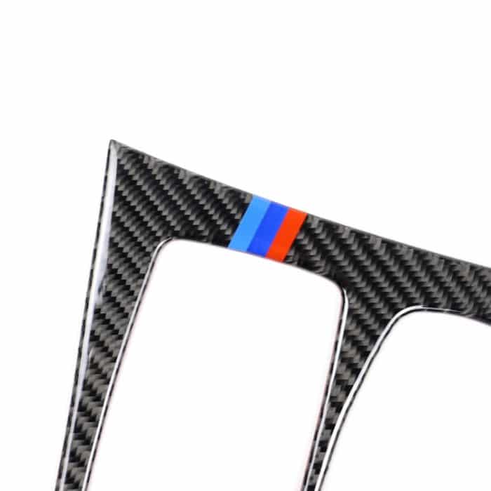 Car Carbon Fiber Tricolor Gear Panel Dekorativer Aufkleber für BMW X5 2008-2013 / X6 2009-2014, Hochkonfiguration Linksantrieb – Bild 4