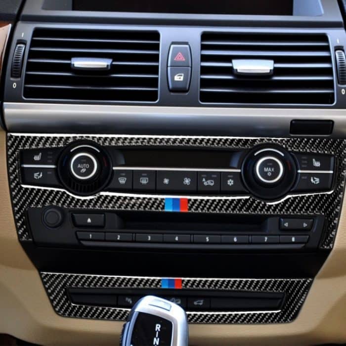 2 in 1 Auto Carbon Fiber Tricolor Klimaanlage Set Dekorativer Aufkleber für BMW E70 X5 2008-2013 / E71 X6 2009-2014, Links- und Rechtsantrieb Universal – Bild 7