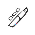 4 in 1 Auto Carbon Fiber Tricolor Fensterheber Schalttafel Dekorativer Aufkleber für BMW 2008-2013 X5 E70 / 2009-2014 X6 E71, Hochkonfiguration Linksantrieb